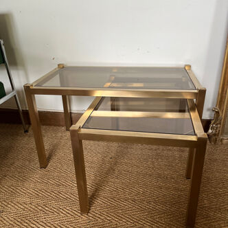 Gold nesting tables and smoked glass