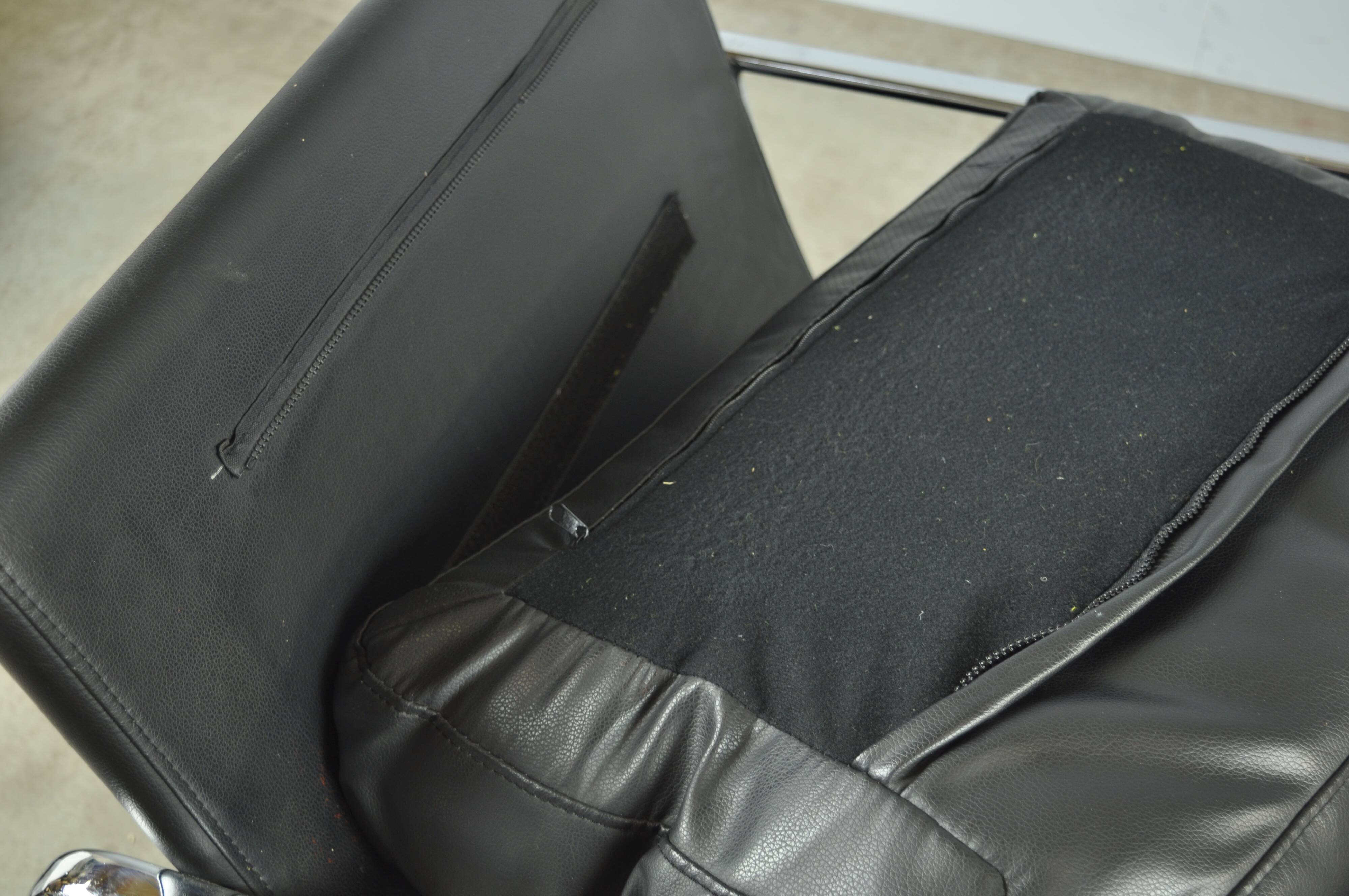 Black leather and metal armchair, 1980s