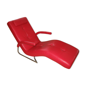 Chaise longue en cuir rouge