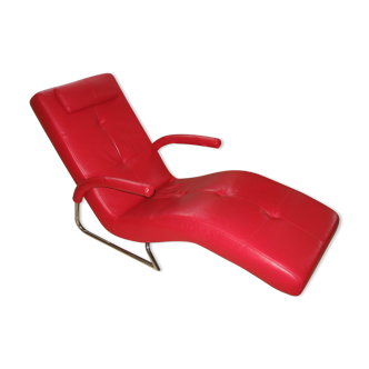 Red leather lounge chair