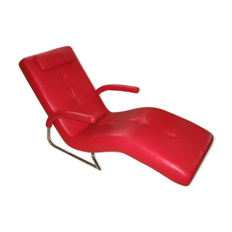 Chaise longue en cuir rouge