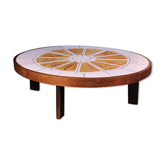 Coffee table "Herbarium" by Roger Capron 1960s