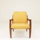 Vintage Scandinavian style yellow retro velvet armchair 1960s