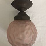 Art Deco Pink Glass Globe Wall Ceiling Light