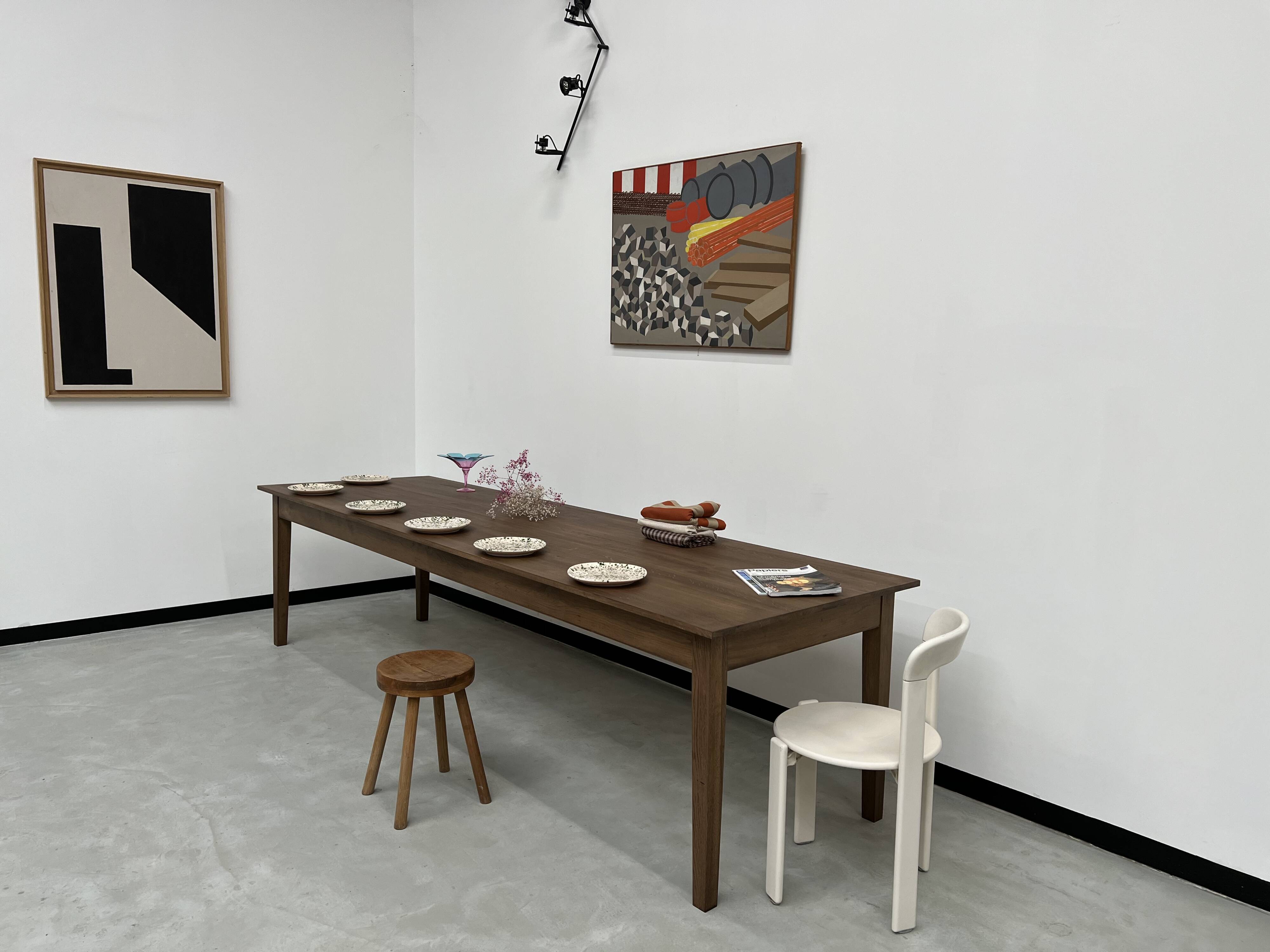 "Dark Brown" farmhouse table in solid oak, 300 x 90 cm