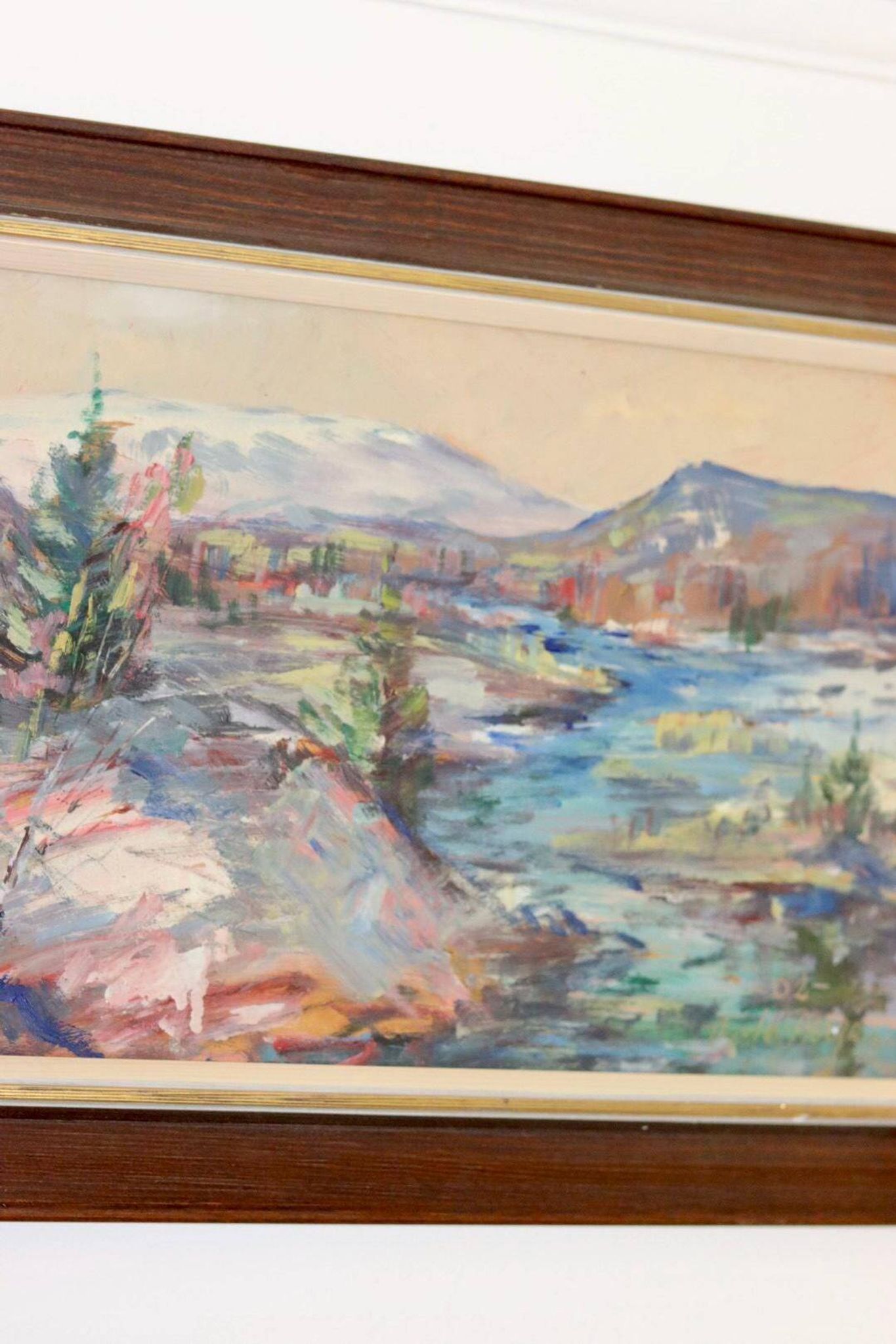 Mid-century Swedish oil painting "Abstract Landscape" – Vintage and framed