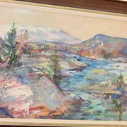 Mid-century Swedish oil painting "Abstract Landscape" – Vintage and framed
