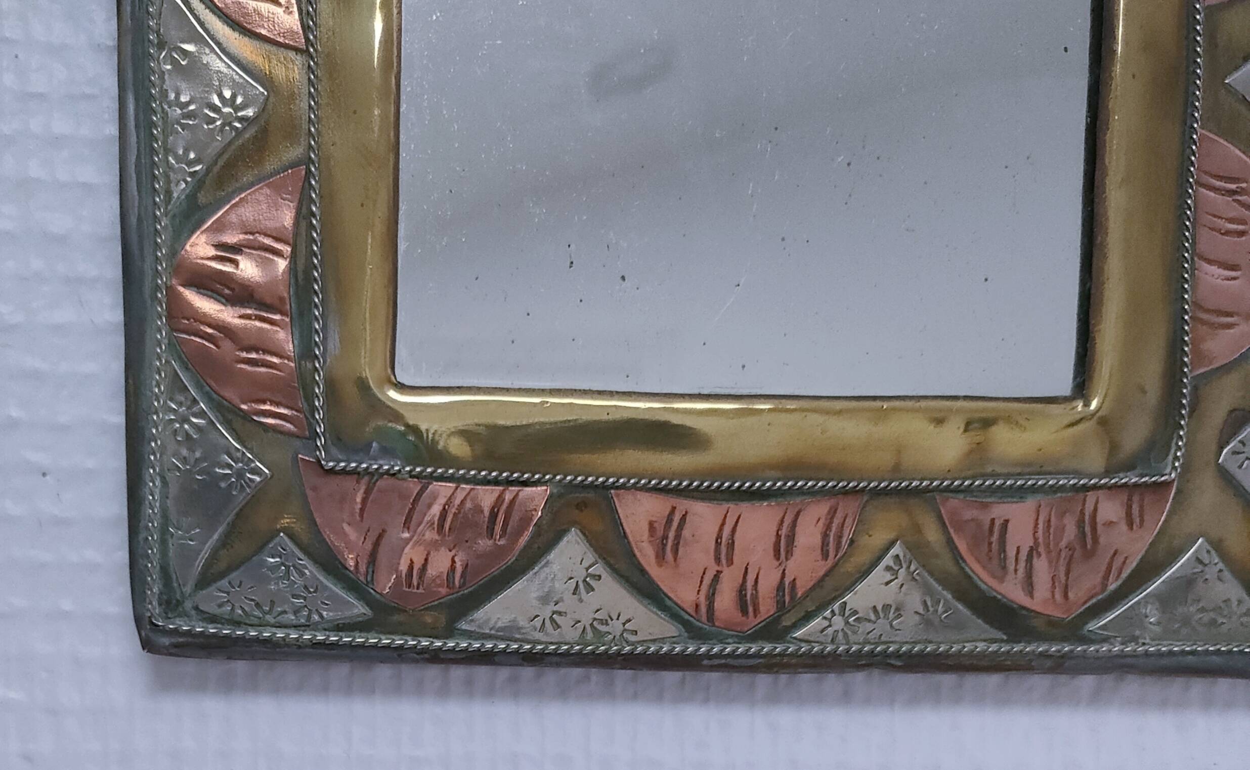 Three metal mirrors brass copper silver metal 80s