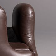Saporiti armchair designed by Alberto Rosselli brown leather confidential model