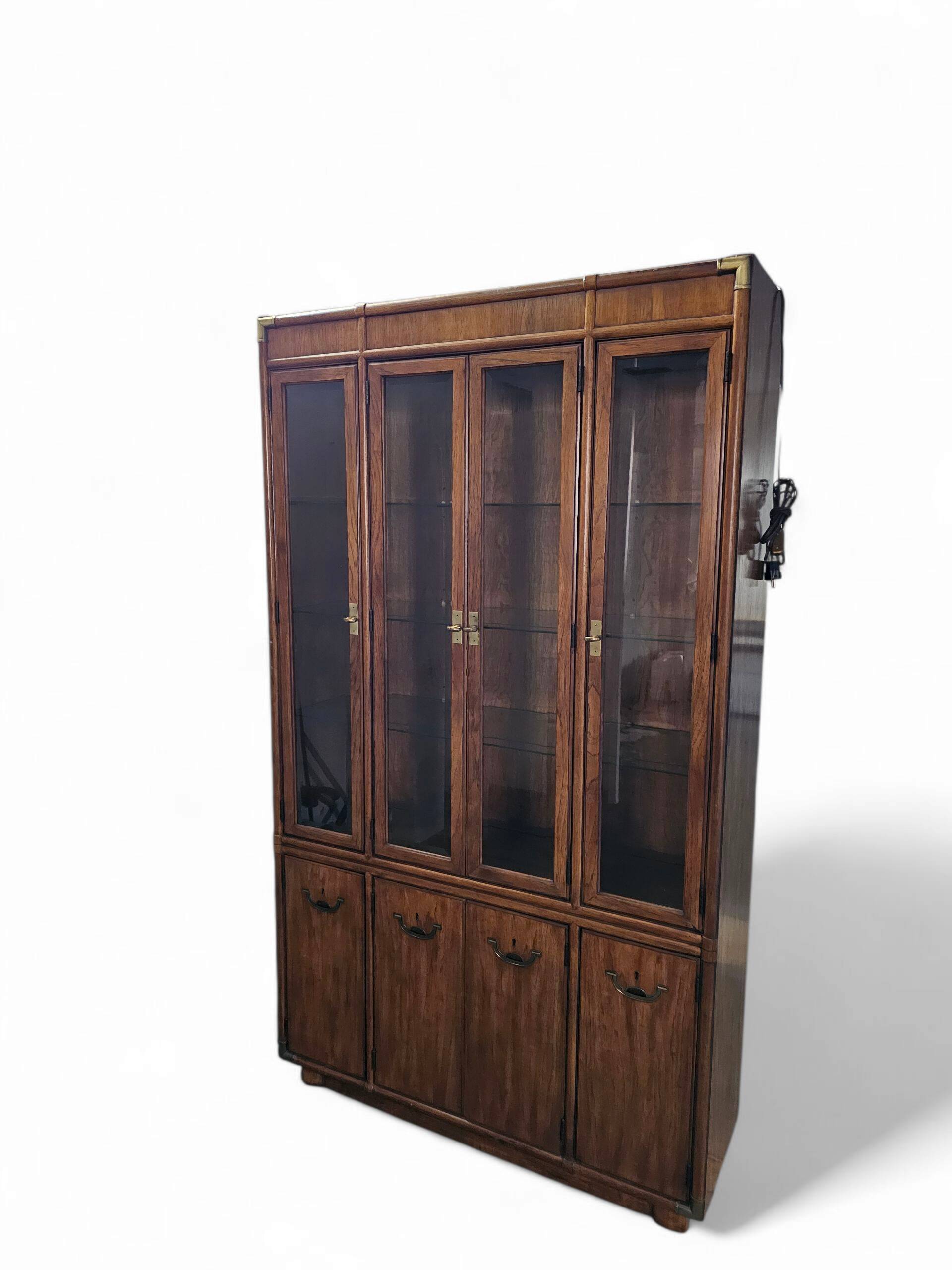 Late 20th Century Vintage Boho Drexel Campaign China Cabinet