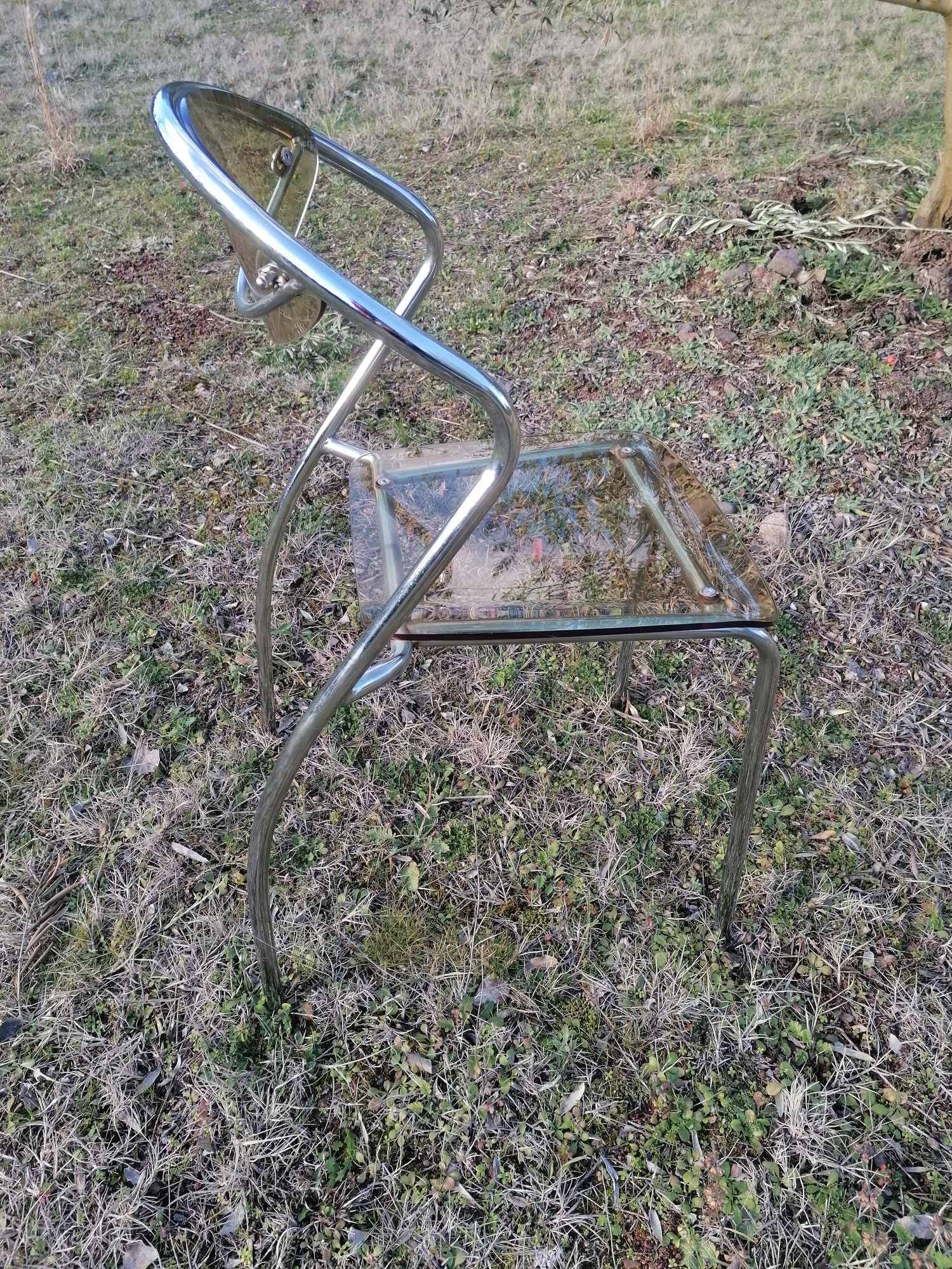 Vintage designer chair in plexiglass and chrome 1980