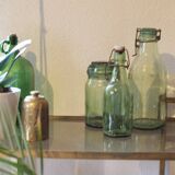 Lot de 3 bocaux et fiole en verre ancien
