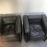 Pair of LC2 Le Corbusier armchairs by Cassina