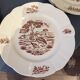 Suite of 9 flat plates in iron earth model burgundy longchamp decor hunting