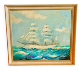 Peinture maritime originale – “Statsraad Lehmkuhl”, voile norvégienne