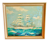 Peinture maritime originale – “Statsraad Lehmkuhl”, voile norvégienne