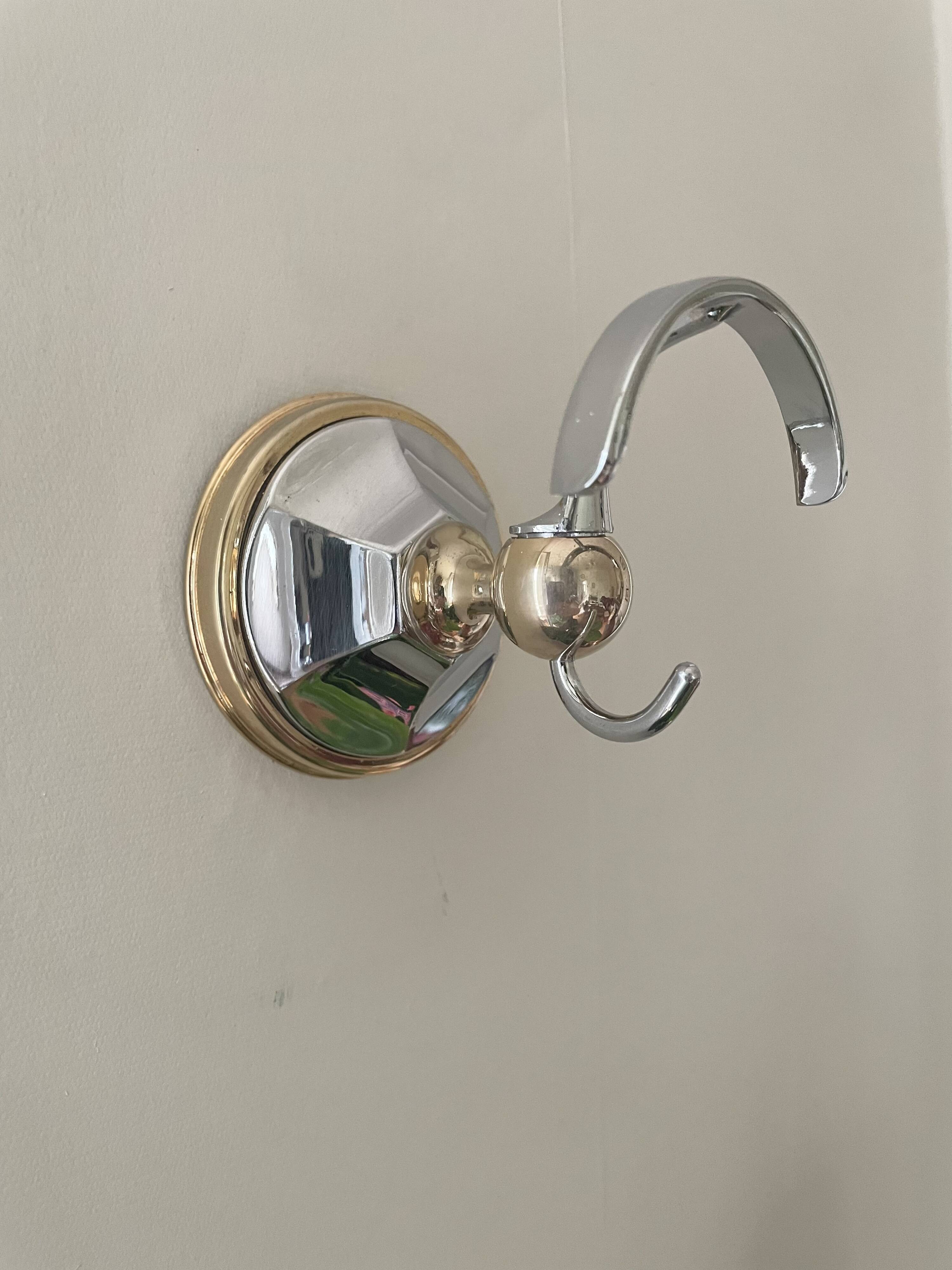 Chrome and gold metal coat rack