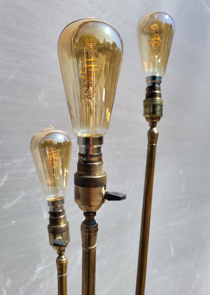 Black 3-light brass table lamp, 1950s