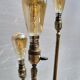Black 3-light brass table lamp, 1950s