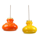 Mid-century italian glass & brass pendant lamps, set of 2