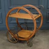 1960 curved wood bar serving trolley table