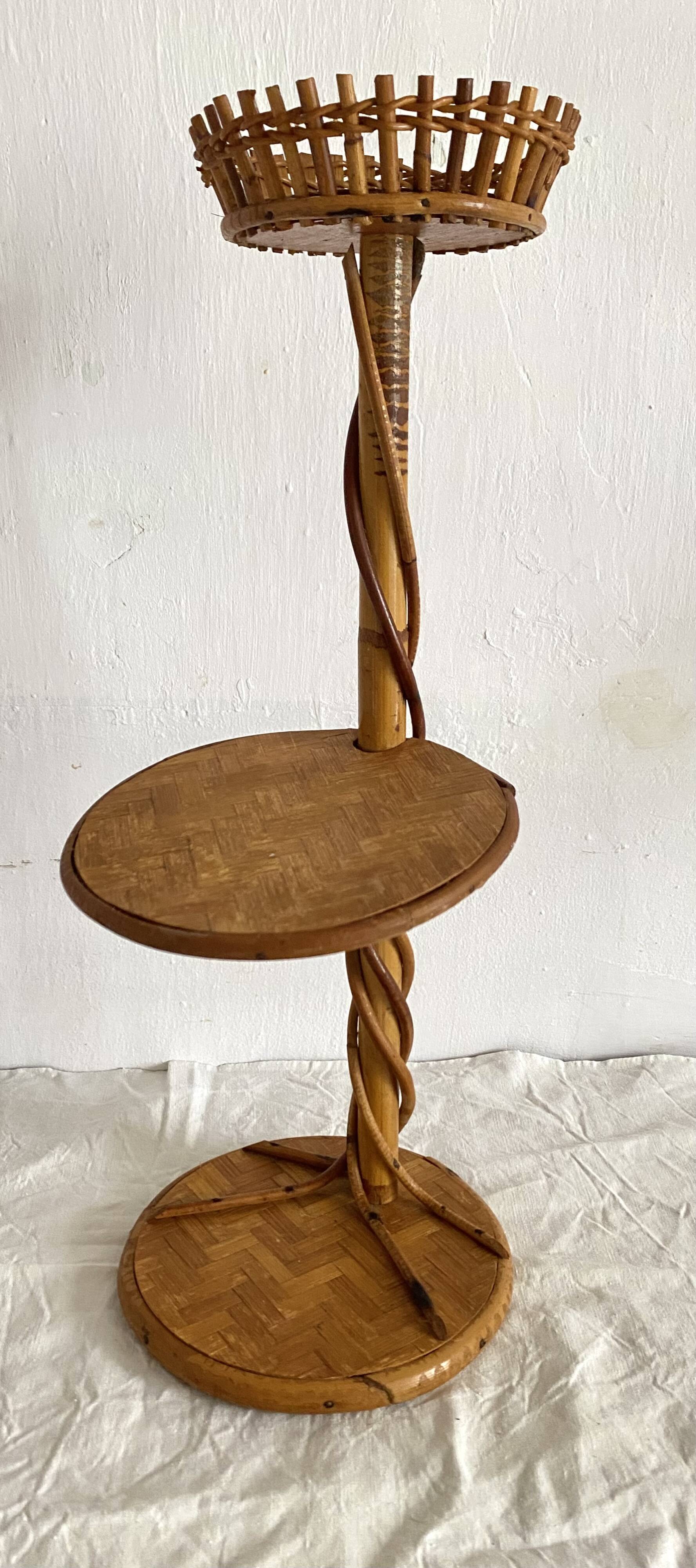 Vintage rattan plant holder