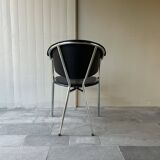 Set of four Italian black leather chairs, 1970