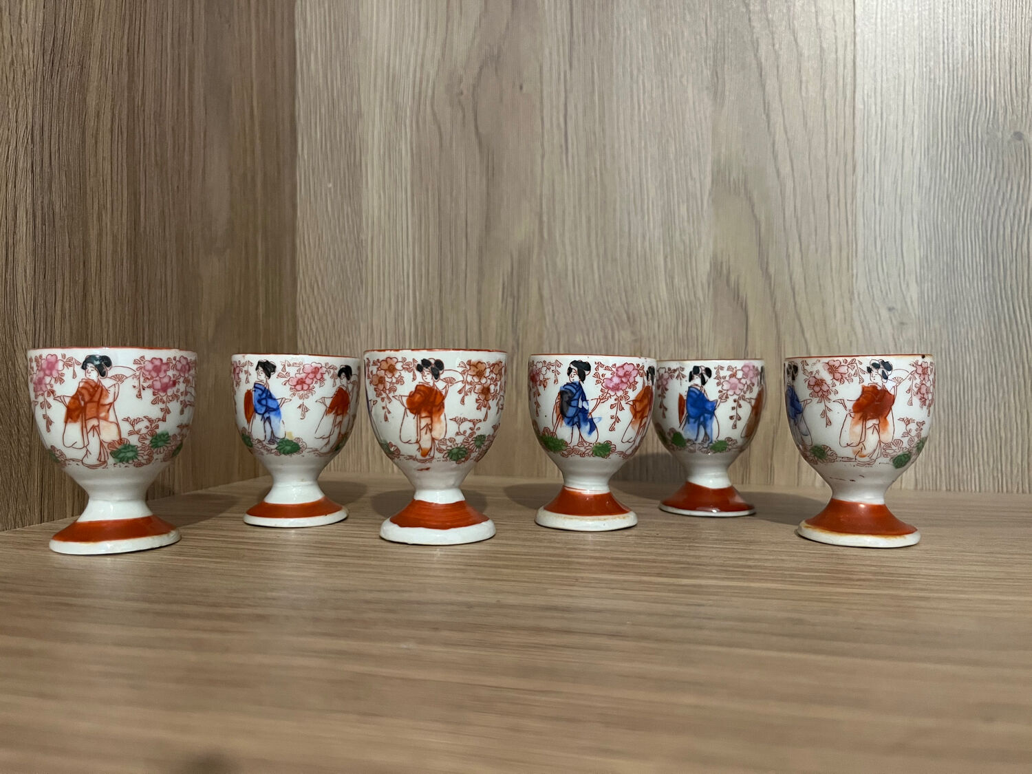 Set of 6 Vintage Japanese Egg Cups