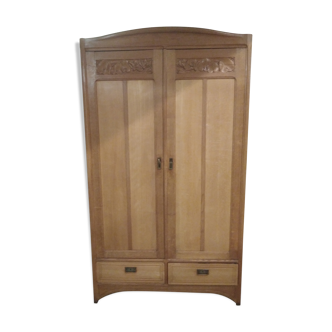 Former Parisian cabinet high in oak with pediment - 50s