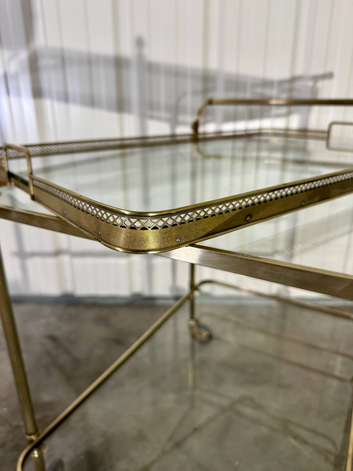 1970s gold rolling serving table