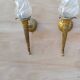 Paire d'appliques flambeau vintage en bronze