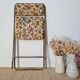 Chaise pliante vintage Lafuma modèle "Chantazur" à motif fleuri