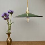 Vintage green enamelled sheet metal lampshade pendant light