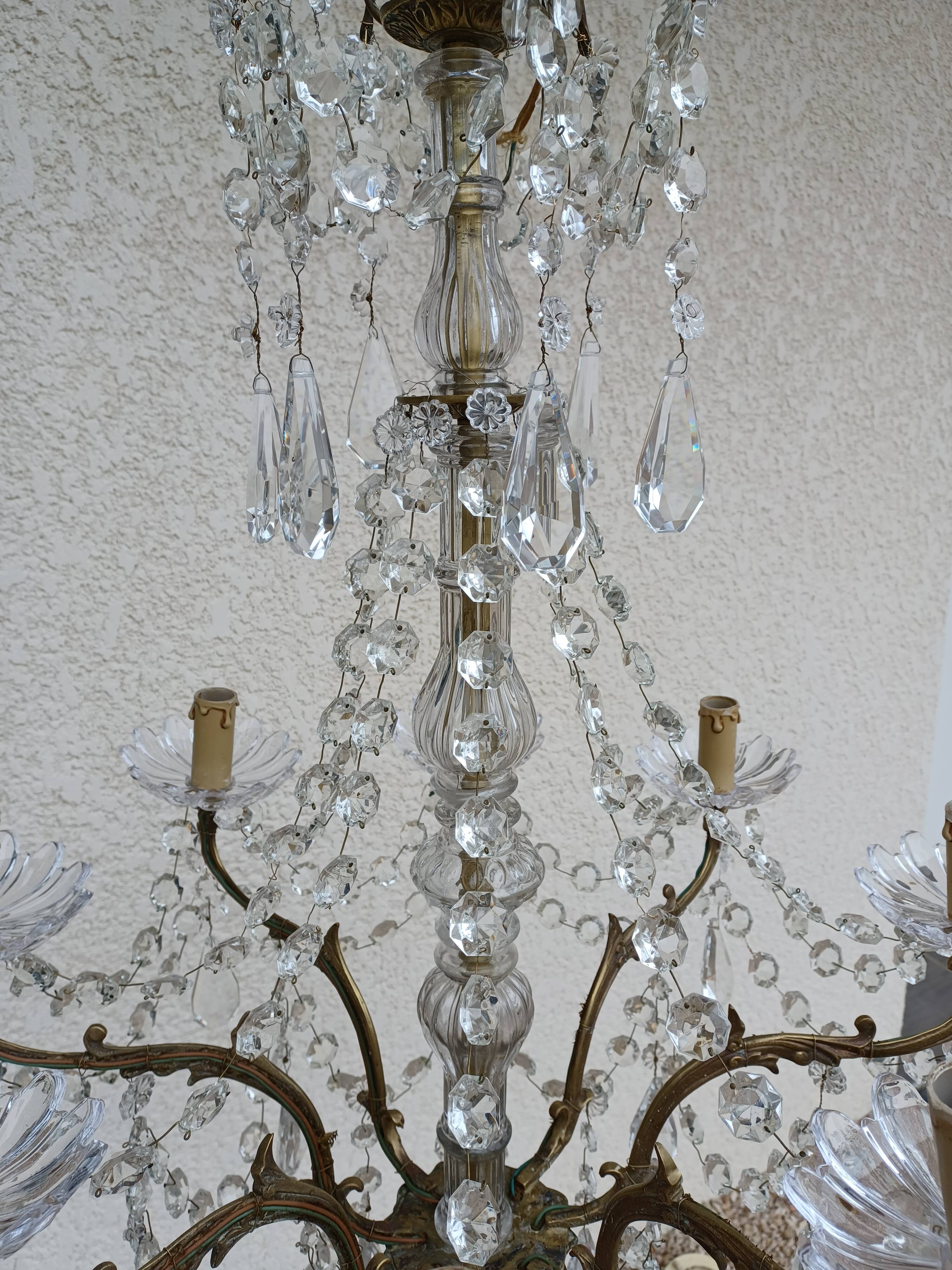 Lustre en bronze et cristal