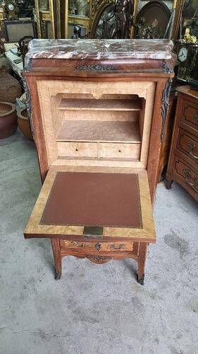 Small antique rosewood secretary with marble top ref je