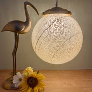 Vintage globe pendant light in yellow and gold clichy glass XXL
