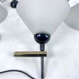 Rare Set of four Italian Modern brass and Murano glass wall lamps by Quattrifolio. 1970s