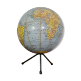 Vintage earth globe tripod Michard printing 1970