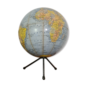 Vintage earth globe tripod Michard printing 1970
