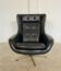 Vintage Danish mid-century black leather swivel chair, 1970s