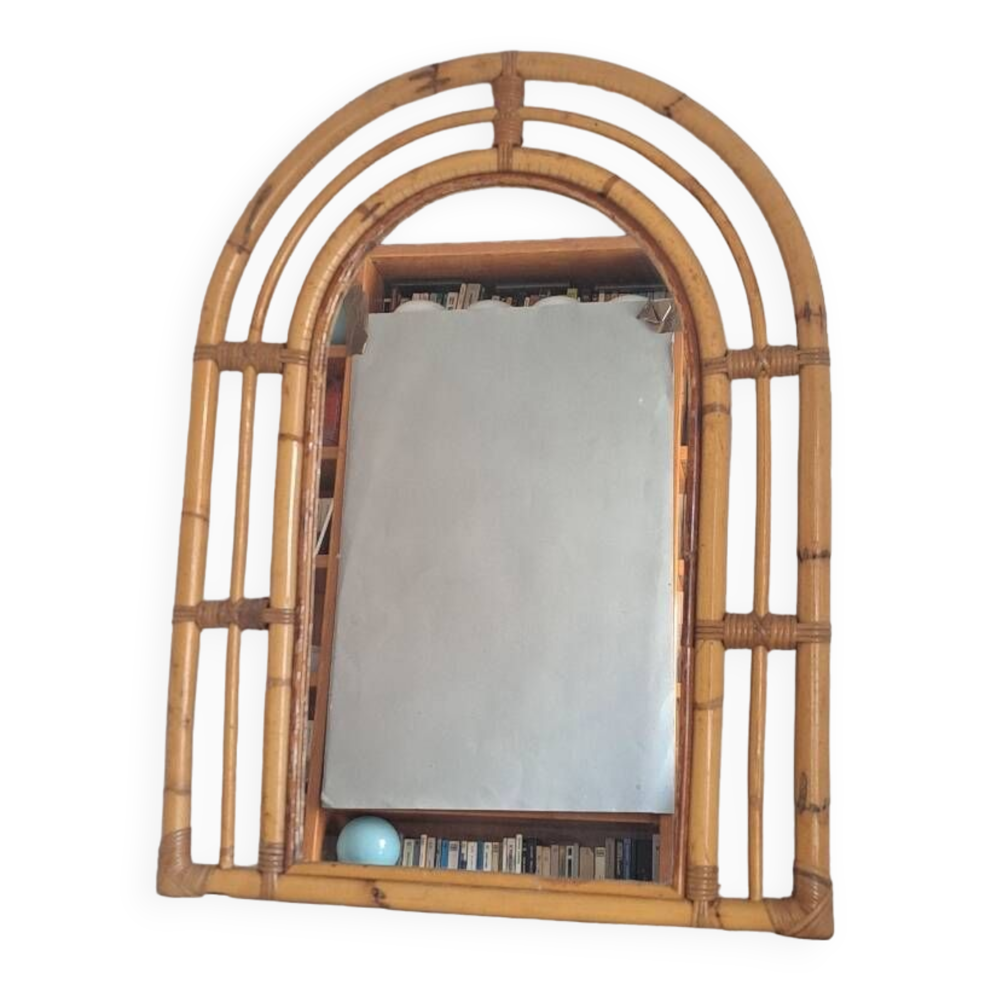 Miroir en bambou vintage