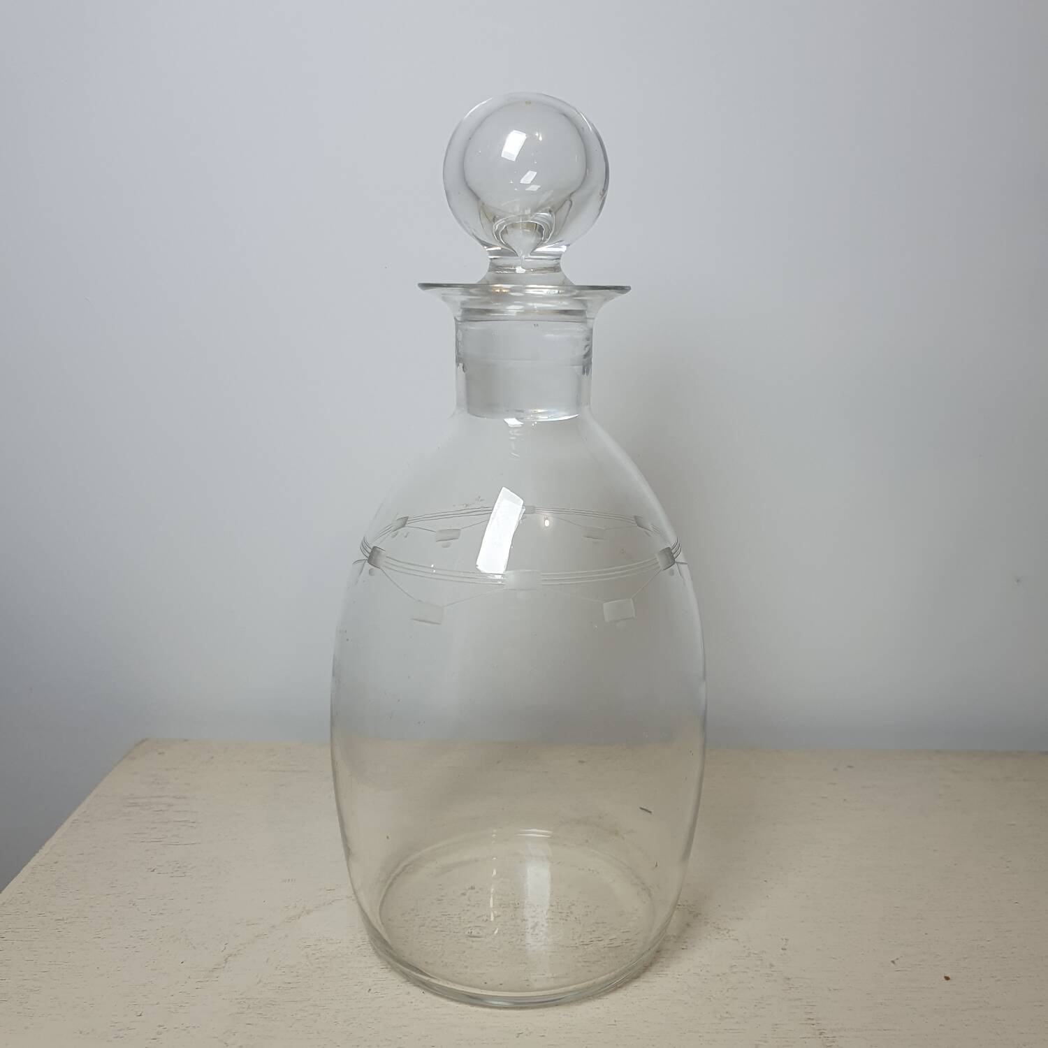 Etched glass carafe