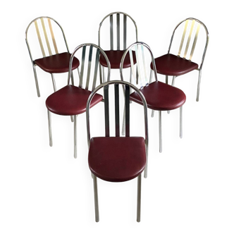 Set of six Mallet Stevens type chairs. 1970s