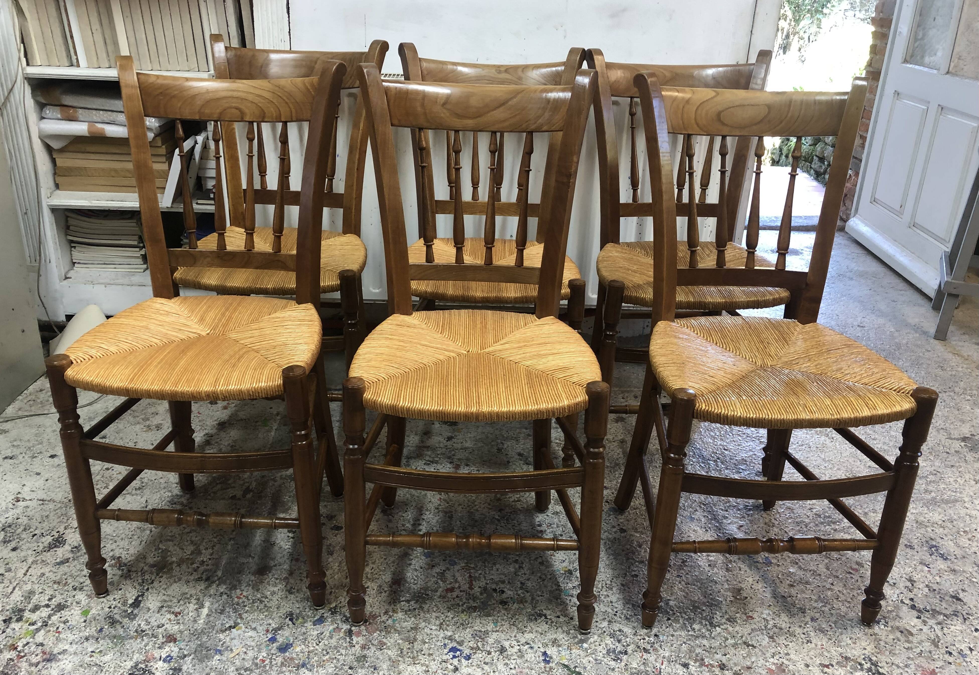 6 Saintongeaise cherry wood chairs