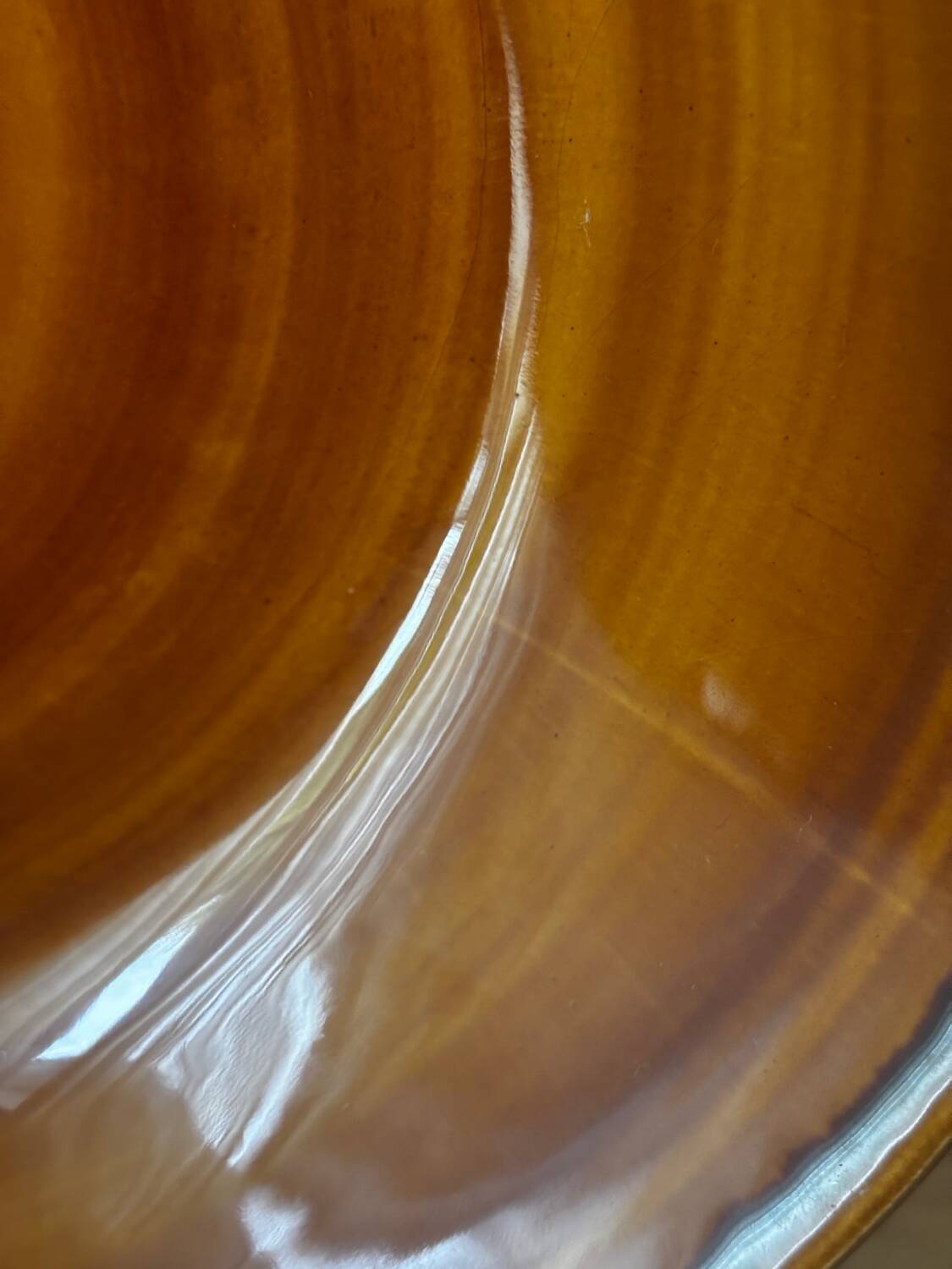 Set of 6 beautiful honey brown Luneville soup plates