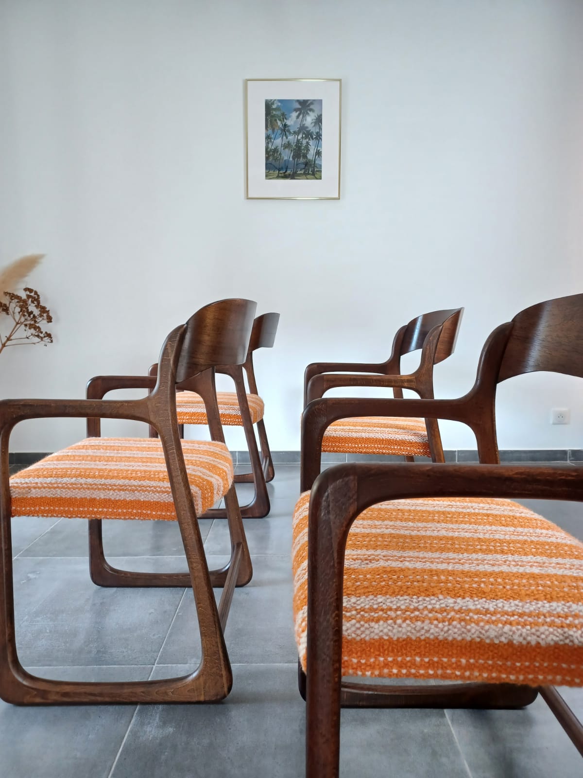 Series of 4 armchairs Baumann model flat called "sled"