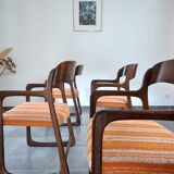 Series of 4 armchairs Baumann model flat called "sled"