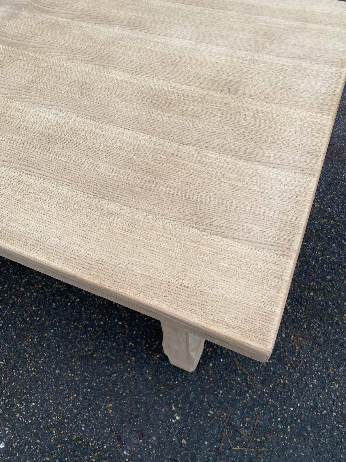 Table à manger de ferme rénovée en chêne brut du XXème 180cm avec tiroir