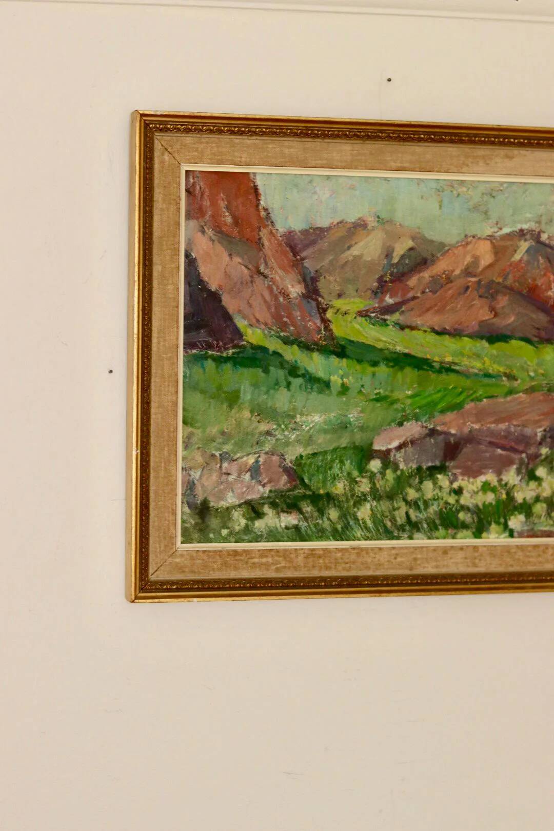 Mid-century oil painting "Mountain Scene"