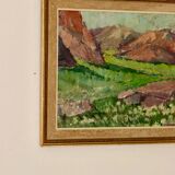 Mid-century oil painting "Mountain Scene"